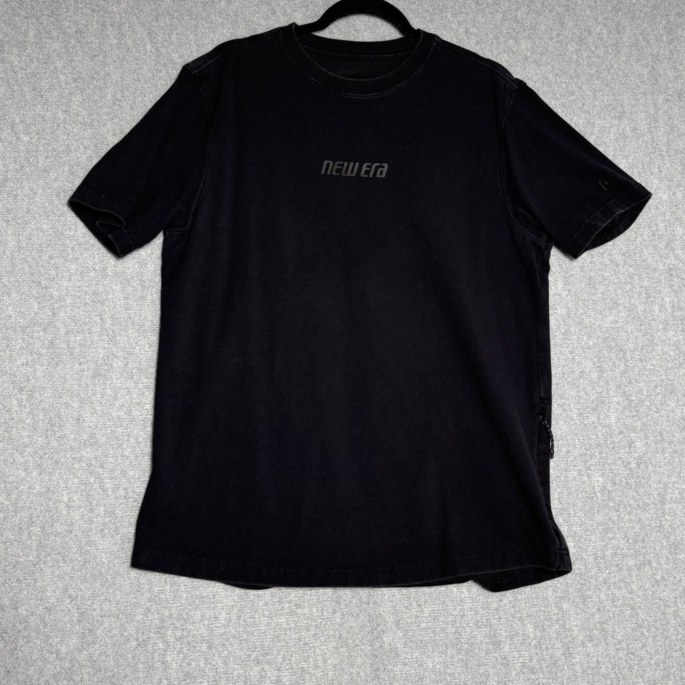 New Era Shirt Men's Size Large Black Graphic Print Streetwear Fitted With Pocket